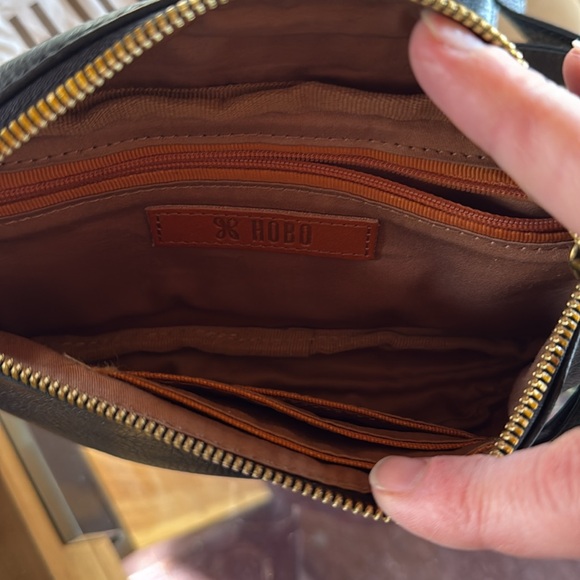 HOBO Black Leather Crossbody Bag with Gold Accents - Picture 3 of 5
